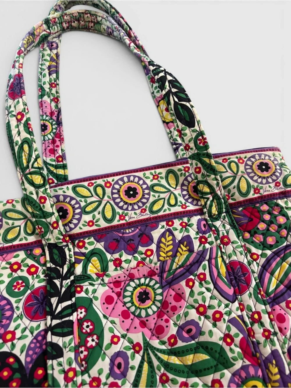 Vera Bradley Paisley Pink Green and Purple Floral Quilted Tote